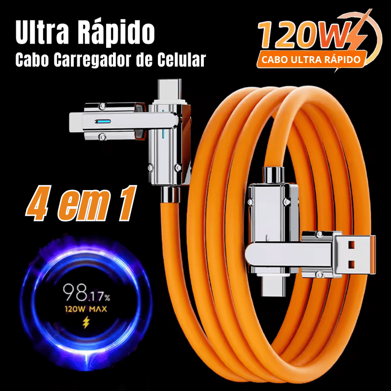 Cabo Carregador Celular Ultra Rápido 4 em 1 - 120W