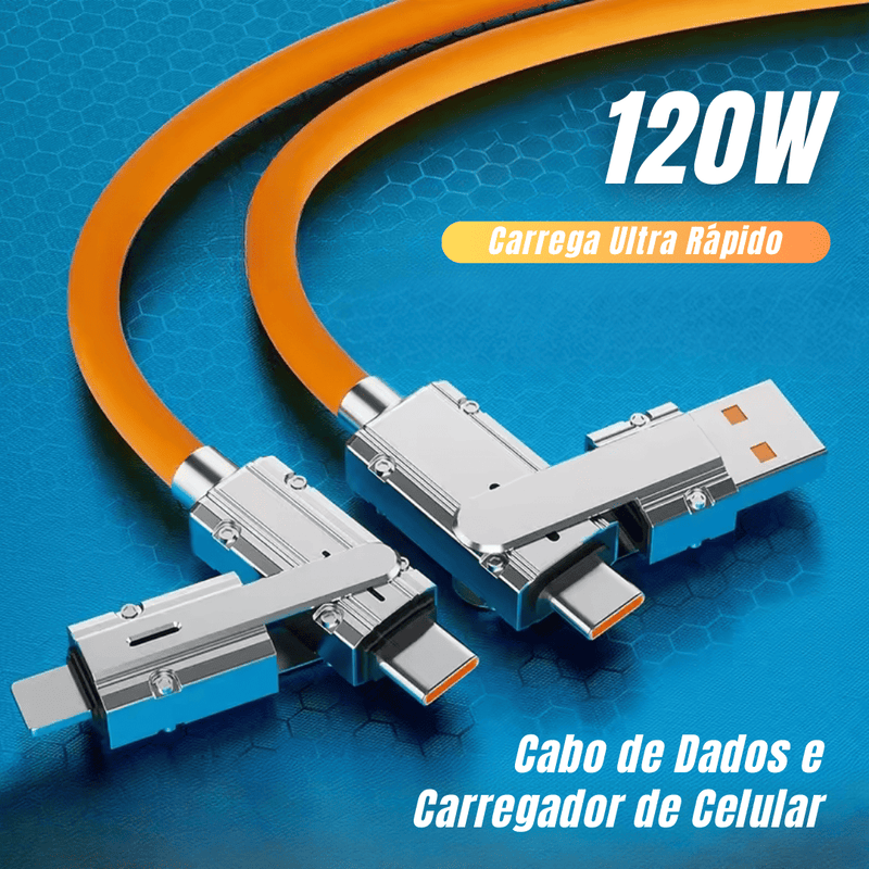 Cabo Carregador Celular Ultra Rápido 4 em 1 - 120W