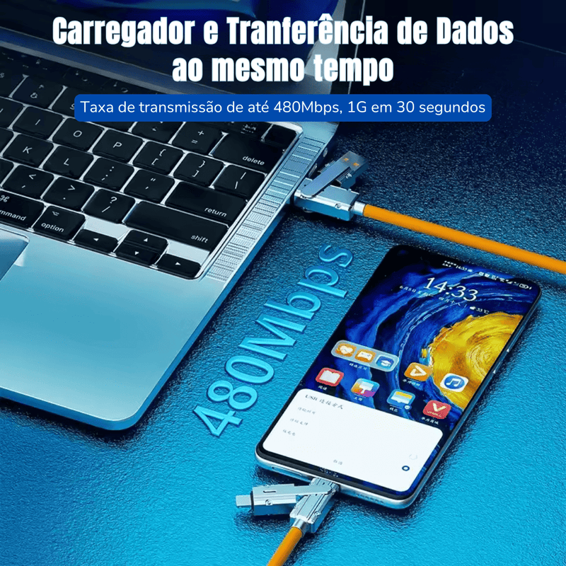 Cabo Carregador Celular Ultra Rápido 4 em 1 - 120W